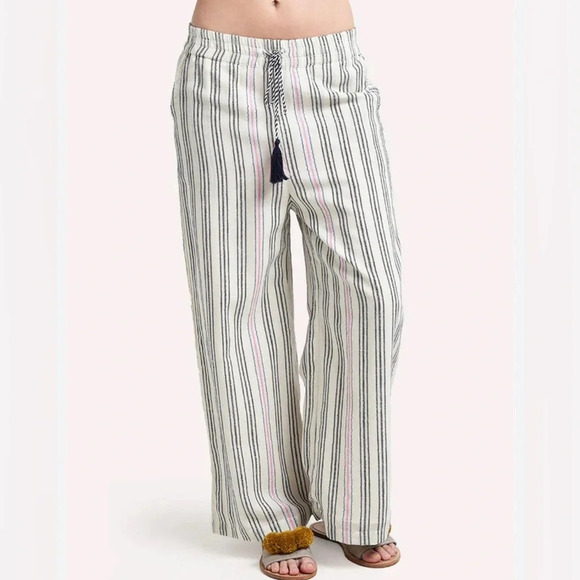 Sundry striped wide leg pants $148 Navy Pink Sz 1 small 4/6 boho trousers tassel - Picture 1 of 5